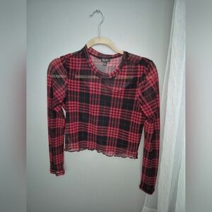 Plaid Mesh Crop Top Size Medium